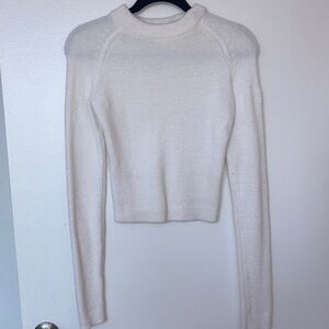 ALO Yoga Cream Crewneck Slim Knit Sweater